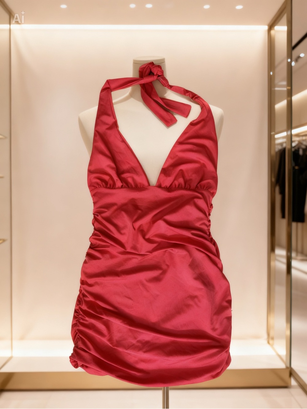 Halter Mini Dress in Red